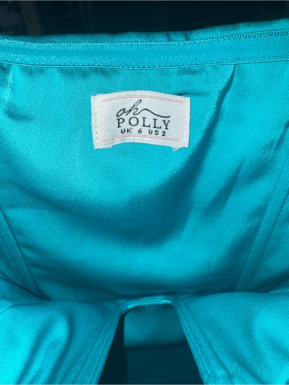 Oh Polly mini dress Teal Satin Strapless Bustier